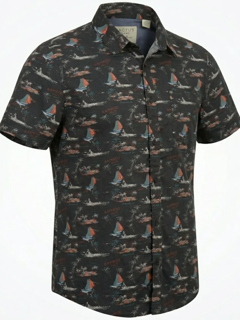 Cactus‎ Brand Men's Tropical Sailboat Button Down Shirt - Size M - Bamboo Hut